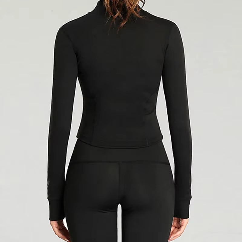 Women'S Tracksuit Jacket Slim Fit Long Sleeved Fitness Coat Yoga Crop Tops with Thumb Holes Gym Jacket Workout Sweatshirts
