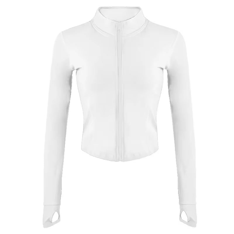 Women'S Tracksuit Jacket Slim Fit Long Sleeved Fitness Coat Yoga Crop Tops with Thumb Holes Gym Jacket Workout Sweatshirts